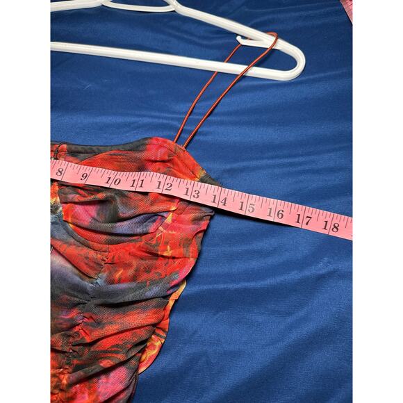 NWT Prettylittlething multin sheer lined‎ ruched bodycon dress womens 6 festival - Picture 7 of 9